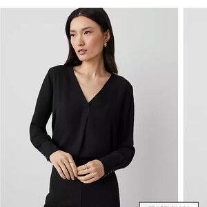 Ann Taylor Mixed Media Pleat Front Top